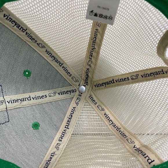 Vineyard Vines Strapback Hat Green w Mesh Adjustable Trucker Cap - Picture 8 of 9